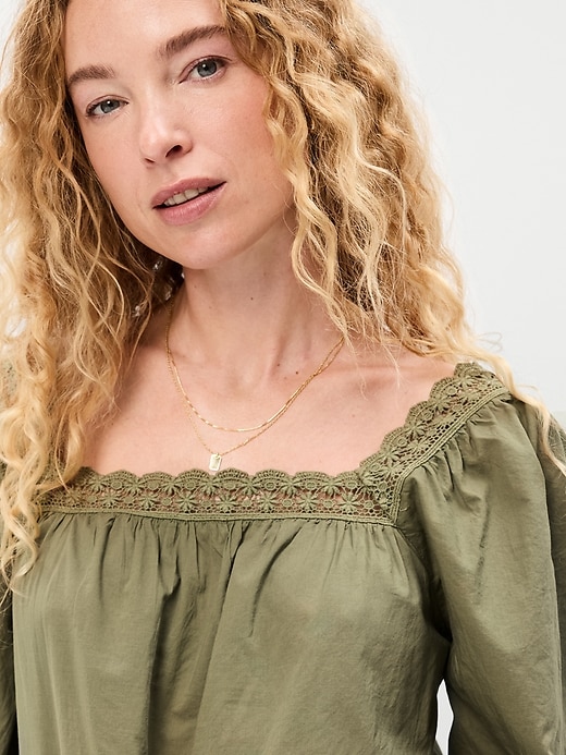 Image number 4 showing, Long-Sleeve Lace Trim Top