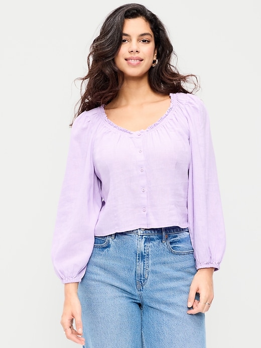 Image number 4 showing, Long-Sleeve Button-Down Top