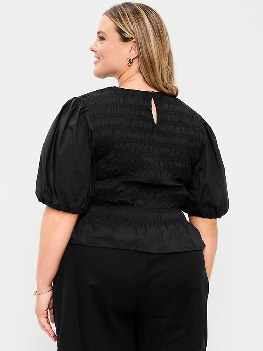 Image number 7 showing, Puff Sleeve Peplum Smocked Top