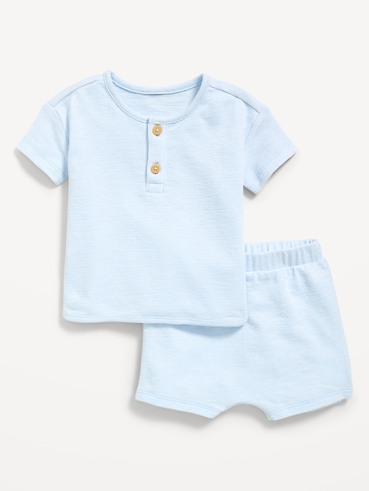 Image number 1 showing, Jacquard-Knit Henley Shirt and Shorts Set for Baby