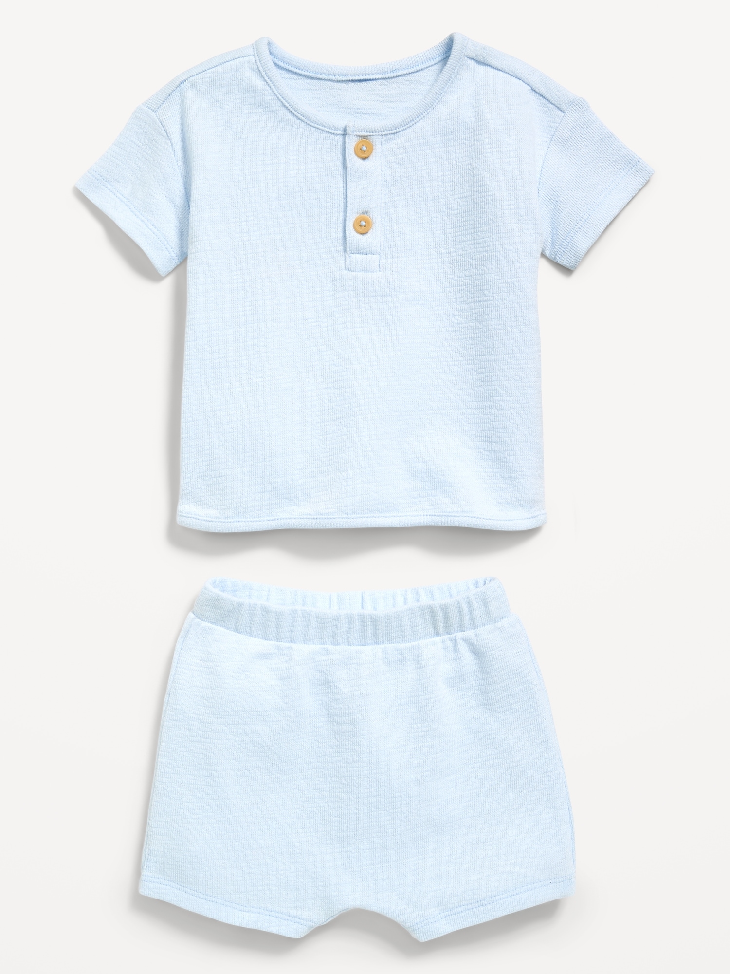 Jacquard-Knit Henley Shirt and Shorts Set for Baby