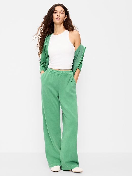 Image number 1 showing, High-Waisted Wide-Leg Sweatpants