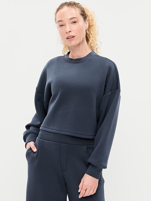 Image number 1 showing, Bounce Fleece Crew-Neck Cropped Top