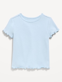 Short-Sleeve Lettuce-Edge T-Shirt for Toddler Girls
