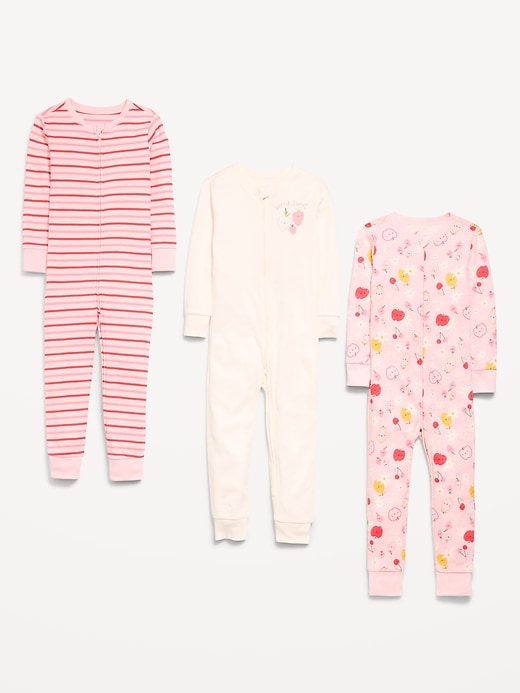 Image number 2 showing, Unisex Snug-Fit 2-Way-Zip Pajama One-Piece 3-Pack for Toddler & Baby