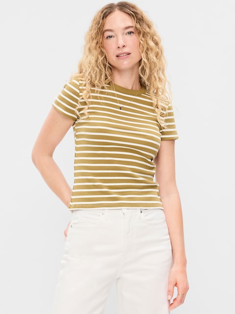 Snug Crew-Neck Ribbed T-Shirt