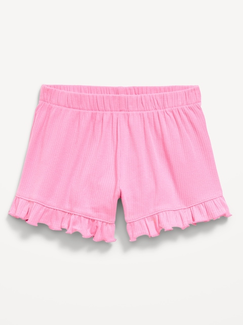 Ribbed Ruffled Shorts for Toddler Girls