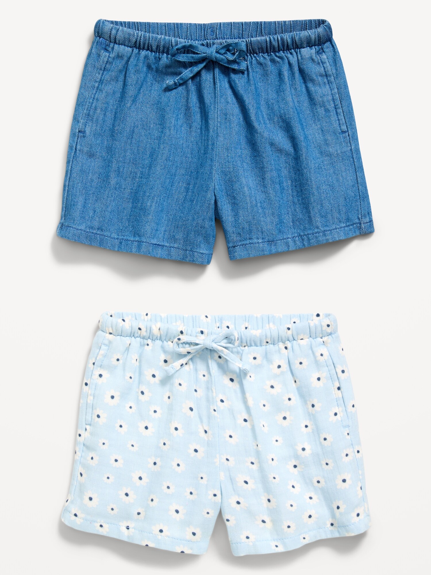 Шорты Old Navy Shorts 2-Pack для девочек-малышей, цвет: Светлый синий с принтом — фото 2