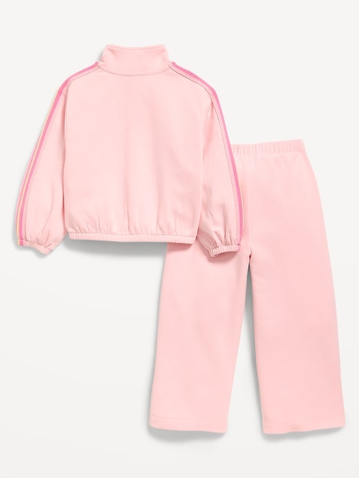 Image number 3 showing, Dynamic Fleece Quarter-Zip and Wide-Leg Sweatpants Set for Toddler Girls
