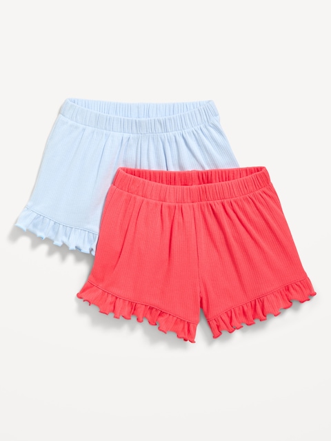 Ruffle-Hem Ribbed Shorts 2-Pack for Toddler Girls