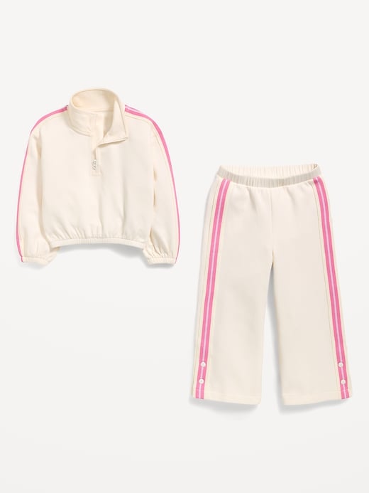 Image number 2 showing, Dynamic Fleece Quarter-Zip and Wide-Leg Sweatpants Set for Toddler Girls