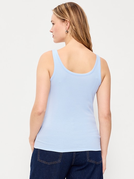 Image number 4 showing, First-Layer Ribbed Scoop-Neck Tank Top