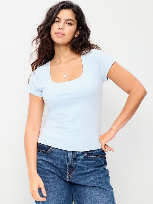 Image number 5 showing, Hug Double-Layer Scoop-Neck Top
