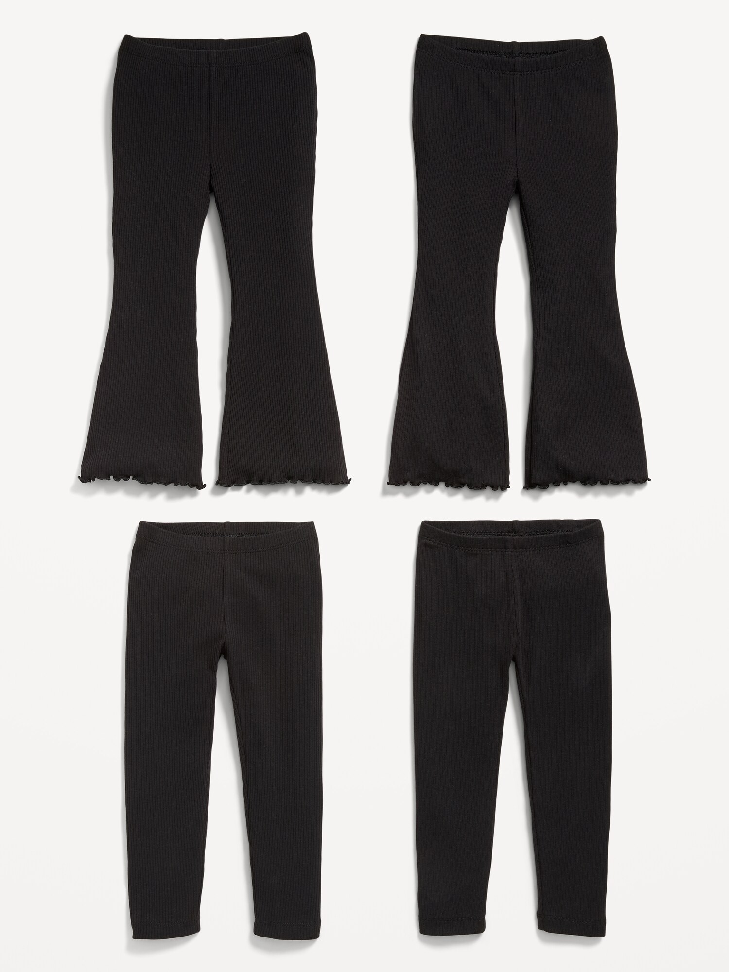 Леггинсы Old Navy Ribbed Flare-Leg and Leggings 4-Pack для девочек-малышей, цвет: Чёрный — фото 2