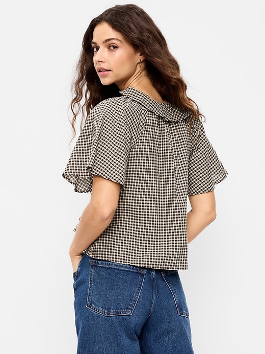 Image number 2 showing, Satin Ruffle Tie-Front Top