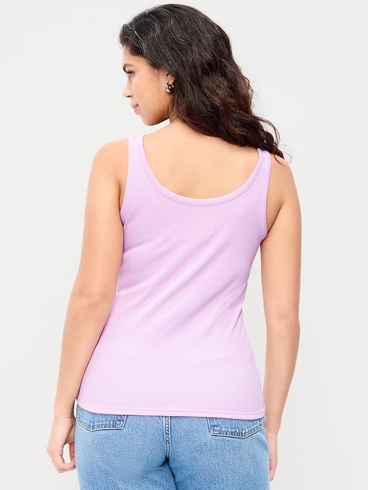 Image number 6 showing, First-Layer Ribbed Scoop-Neck Tank Top