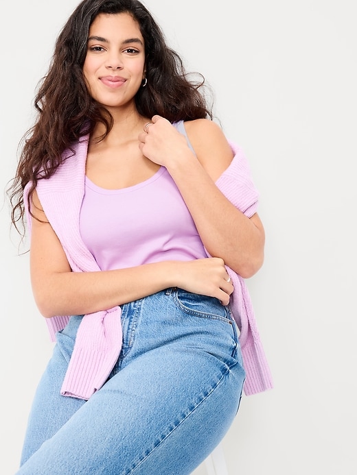 Image number 3 showing, First-Layer Ribbed Scoop-Neck Tank Top