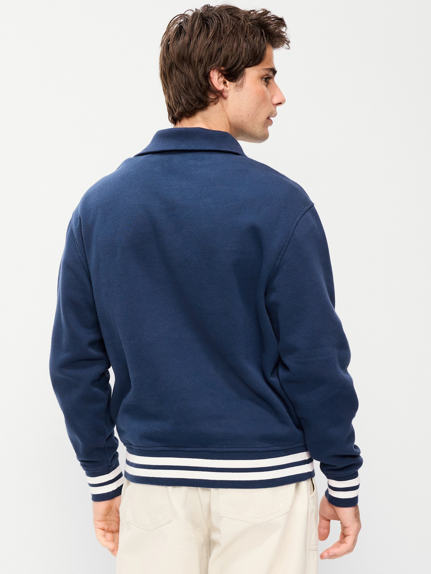 Мужской свитер Old Navy Collared Nautical Fleece Pullover, цвет: Obscure Night — фото 2