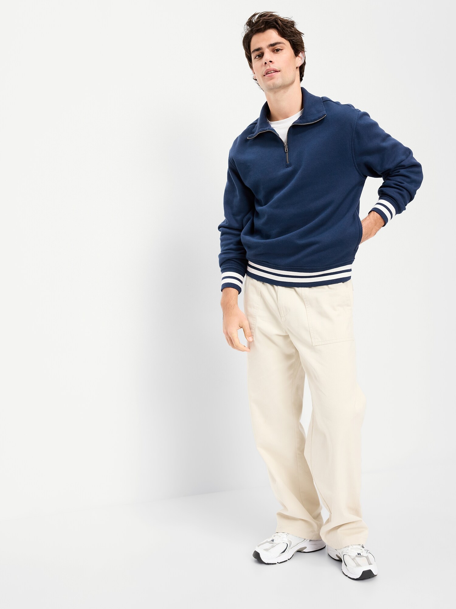 Мужской свитер Old Navy Collared Nautical Fleece Pullover, цвет: Obscure Night — фото 3