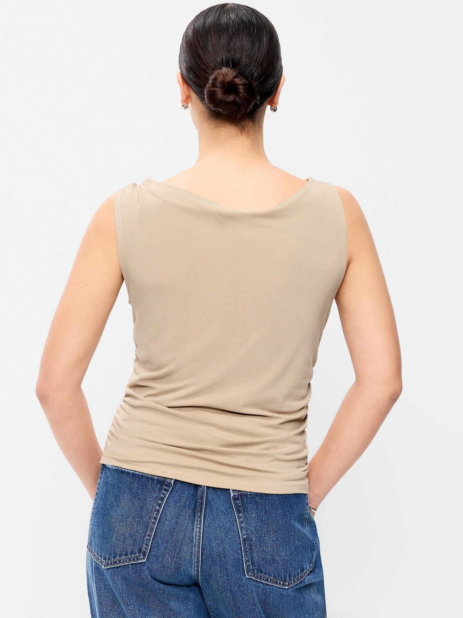 Slit-Neck Ruched Top