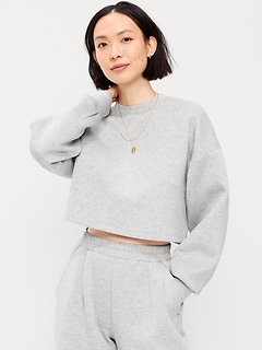 Bounce Fleece Crew-Neck Cropped Top