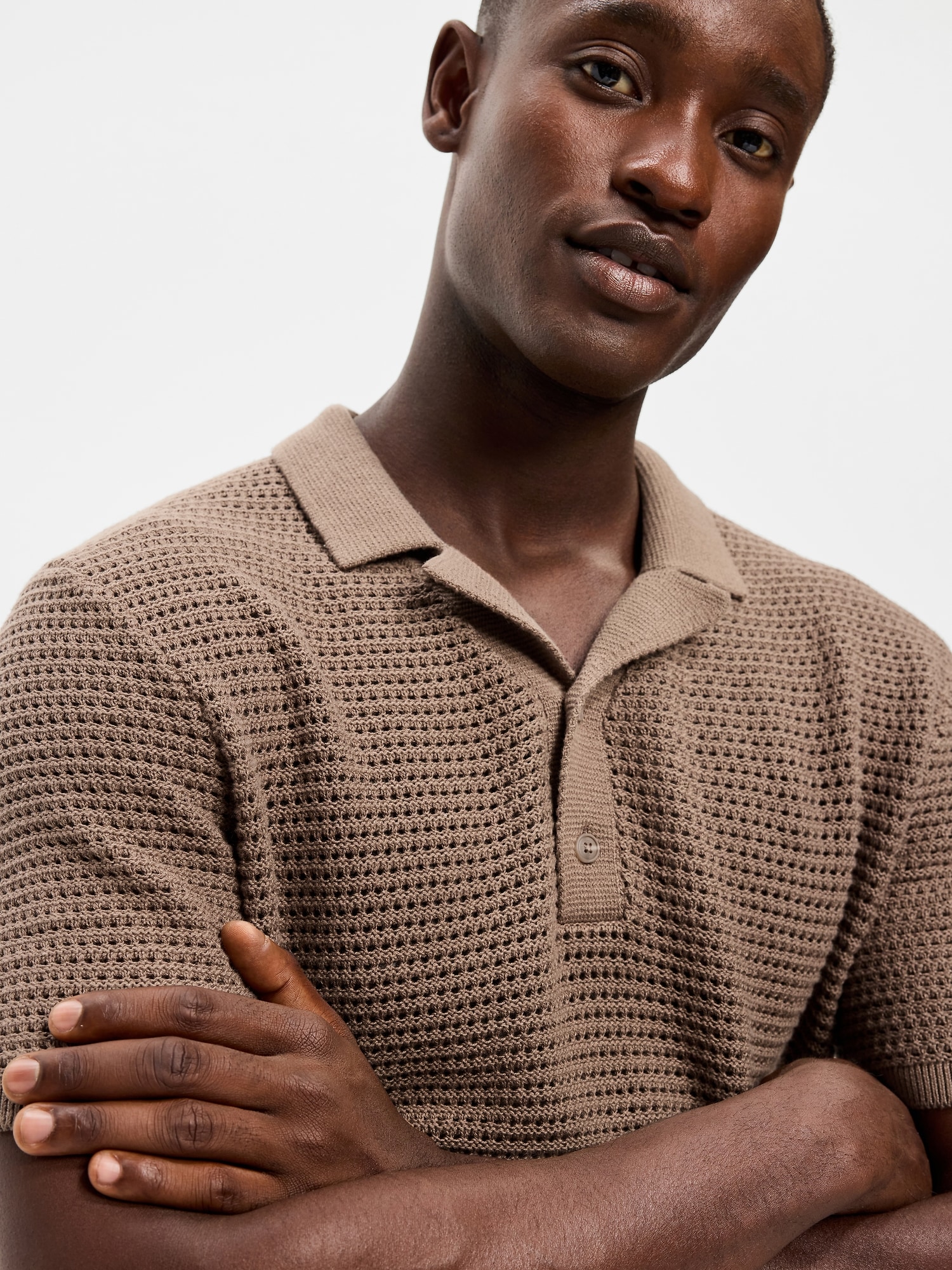 Short-Sleeve Polo Sweater