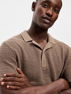 Short-Sleeve Polo Sweater