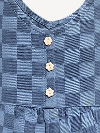 Image number 3 showing, Oversized Sleeveless Chambray Romper for Toddler Girls
