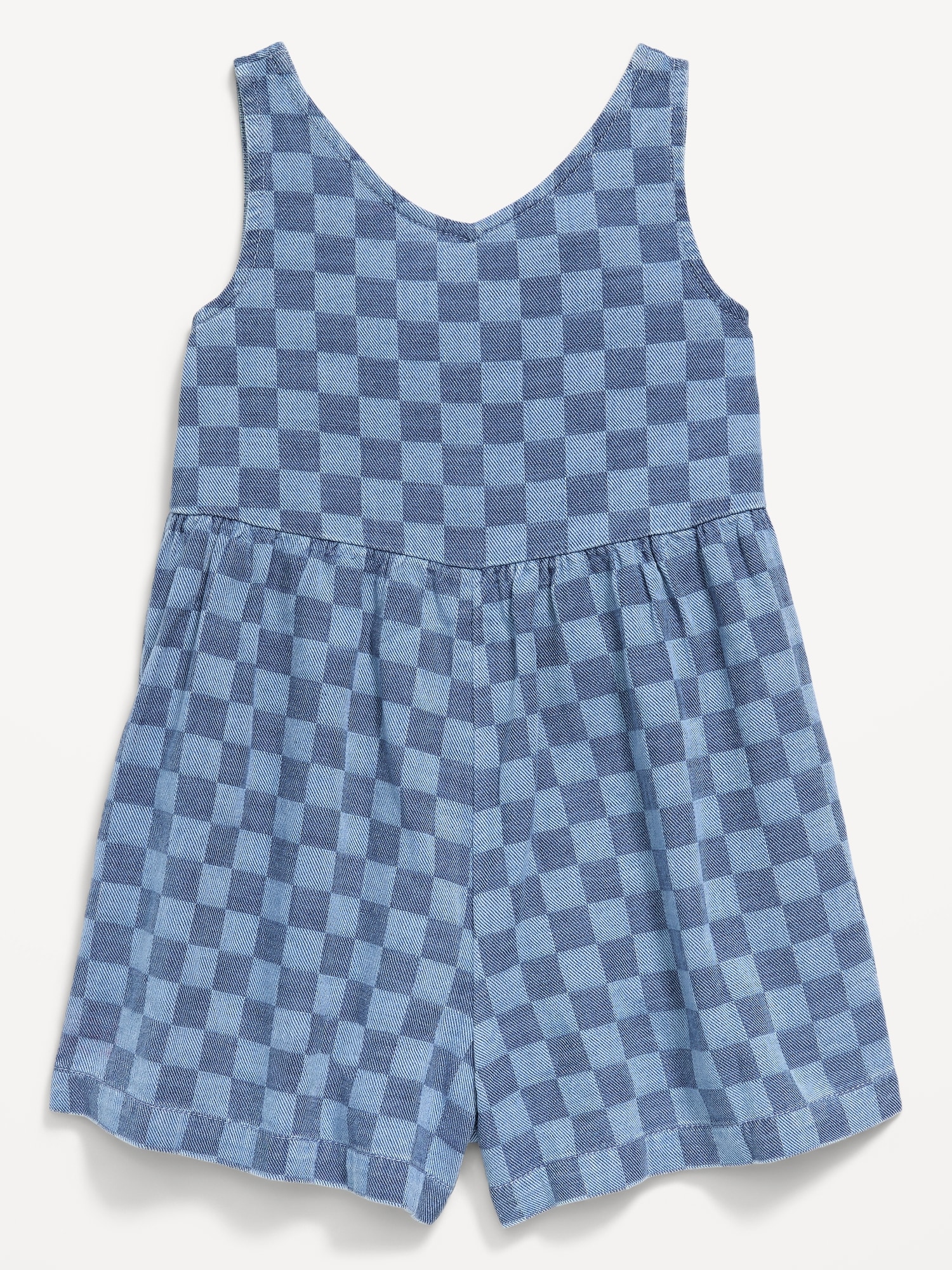 Oversized Sleeveless Chambray Romper for Toddler Girls