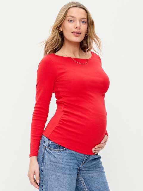 Maternity Long-Sleeve Boatneck T-Shirt