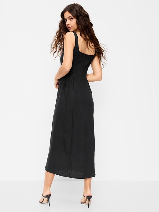 Image number 2 showing, Fit & Flare Seamed Linen-Blend Midi Dress