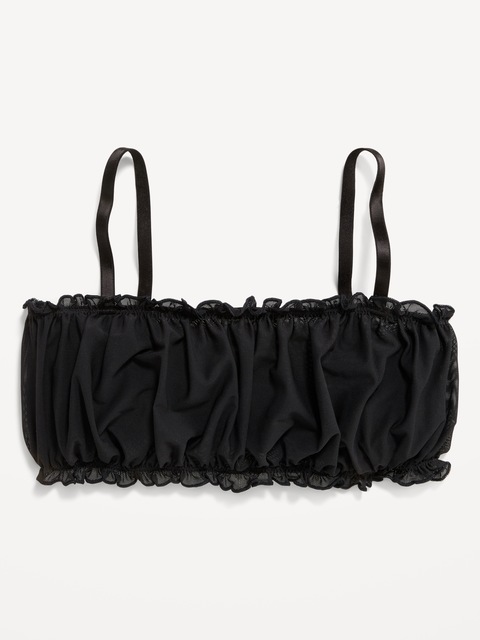 Ruffle-Edge Mesh Bralette