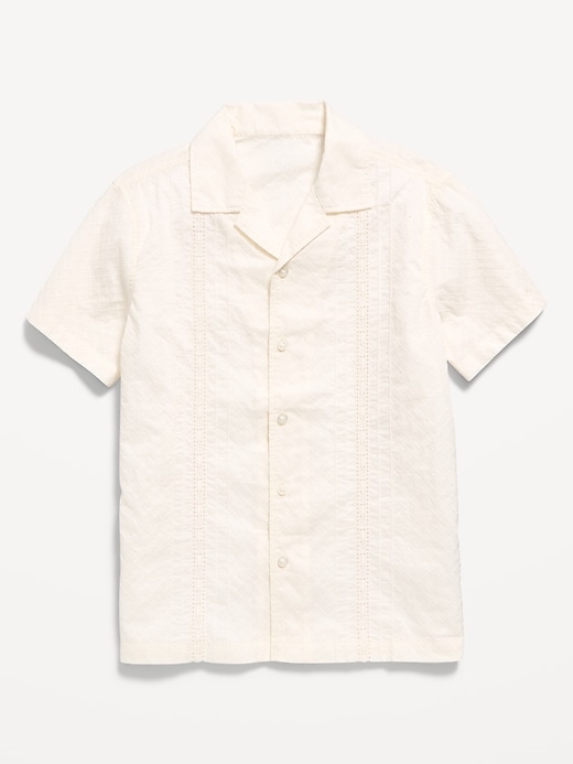Image number 2 showing, Short-Sleeve Embroidered Eyelet Shirt for Boys