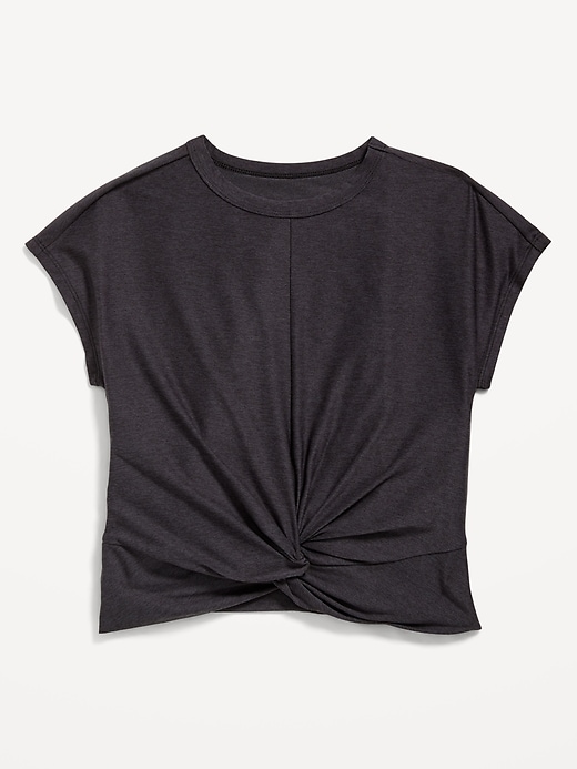 Image number 2 showing, CloudMotion Short-Sleeve Front-Knot T-Shirt for Girls