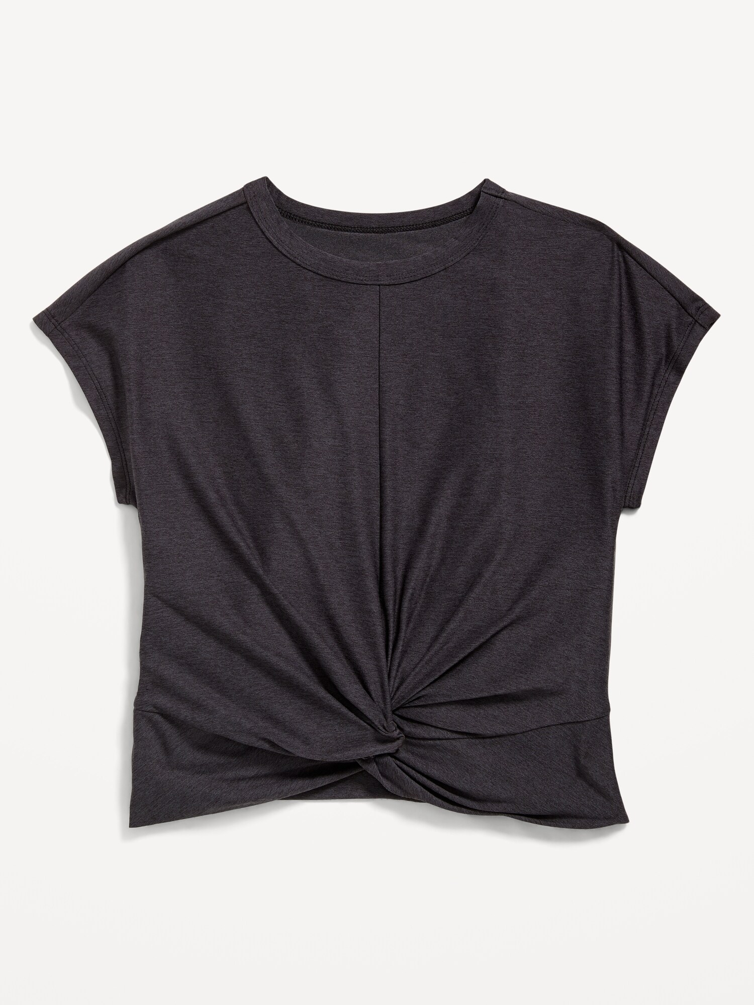 Футболка Old Navy CloudMotion Short-Sleeve Front-Knot T-Shirt для девочек, цвет: Чёрный — фото 3