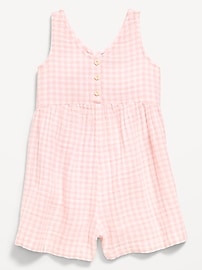 Image number 1 showing, Oversized Sleeveless Double-Weave Romper for Toddler Girls