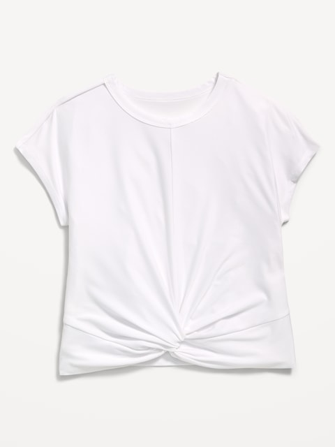CloudMotion Short-Sleeve Front-Knot T-Shirt for Girls