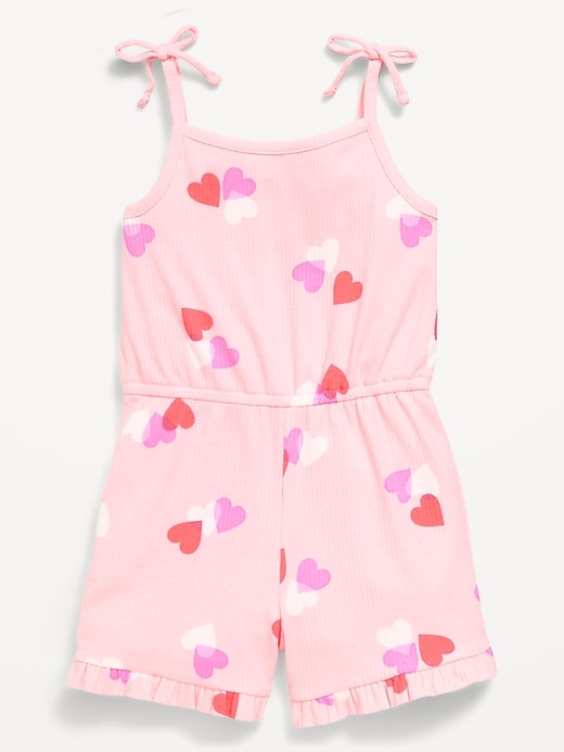 Image number 1 showing, Sleeveless Tie-Bow Ribbed Romper for Toddler Girls