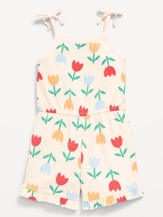 Image number 1 showing, Sleeveless Tie-Bow Ribbed Romper for Toddler Girls