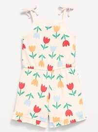 Image number 1 showing, Sleeveless Tie-Bow Ribbed Romper for Toddler Girls