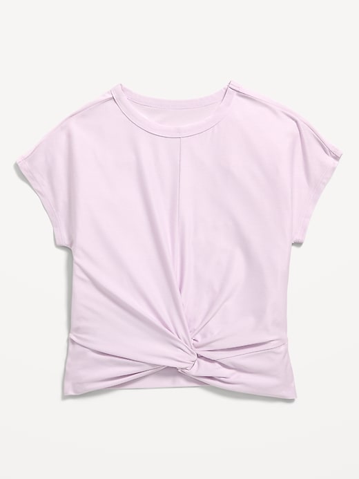 Image number 2 showing, CloudMotion Short-Sleeve Front-Knot T-Shirt for Girls