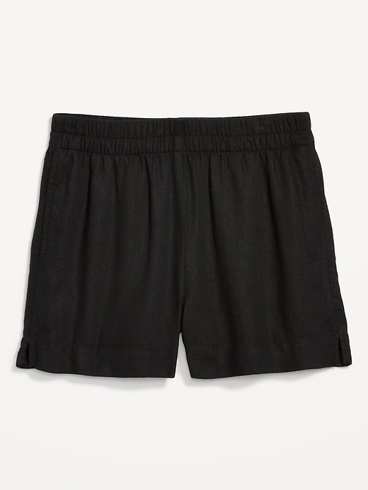 Image number 1 showing, High-Waisted Beach Linen Pull-On Shorts