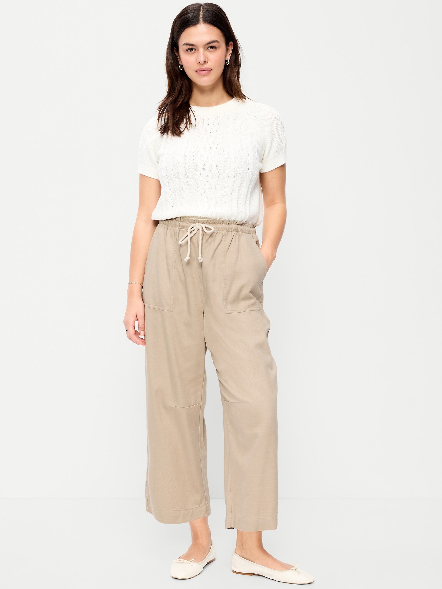 Женские брюки Old Navy High-Waisted Utility Ankle, цвет: Серо-бежевый — фото 5