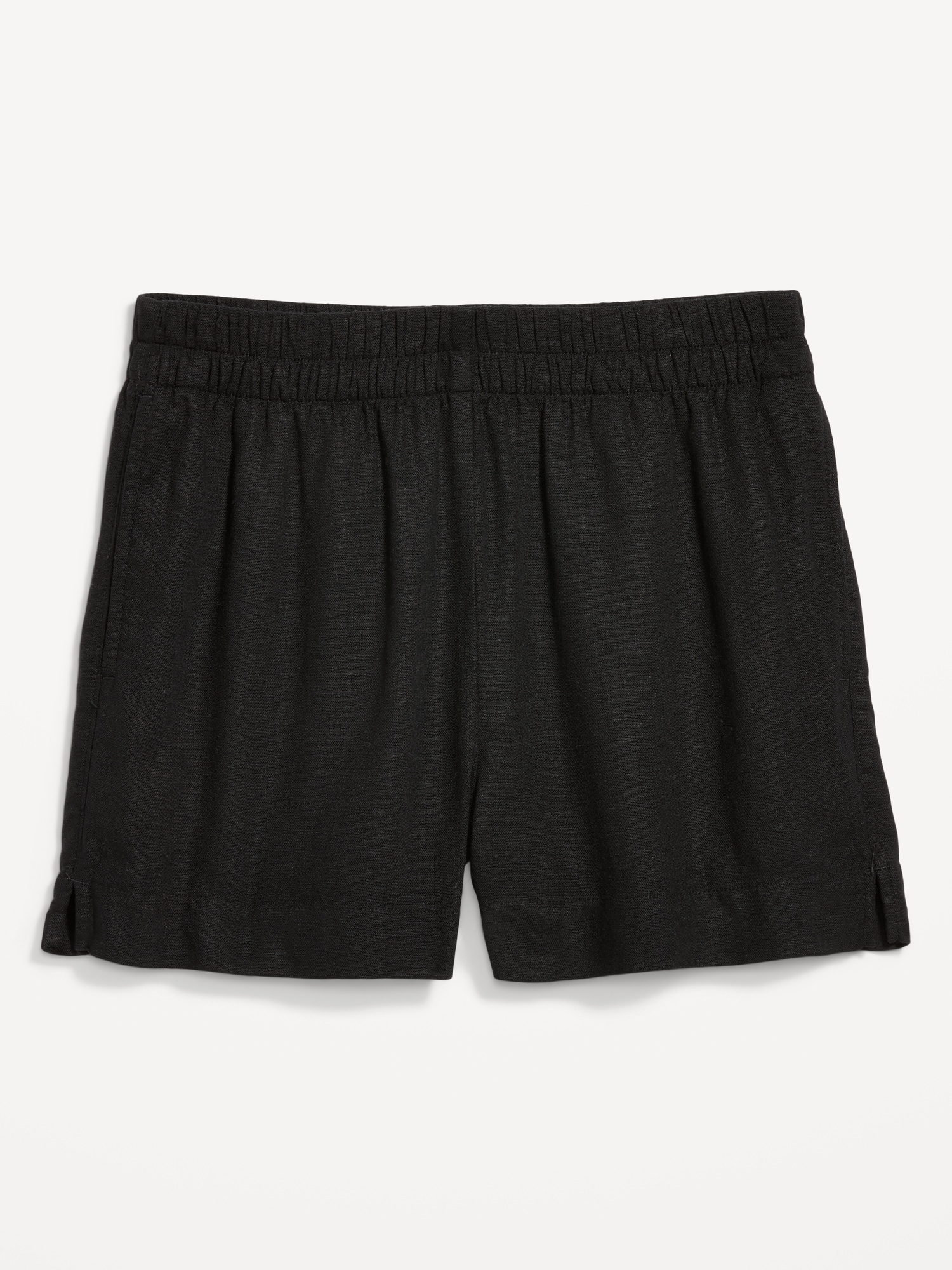High-Waisted Beach Linen Pull-On Shorts