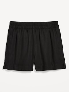 High-Waisted Beach Linen Pull-On Shorts