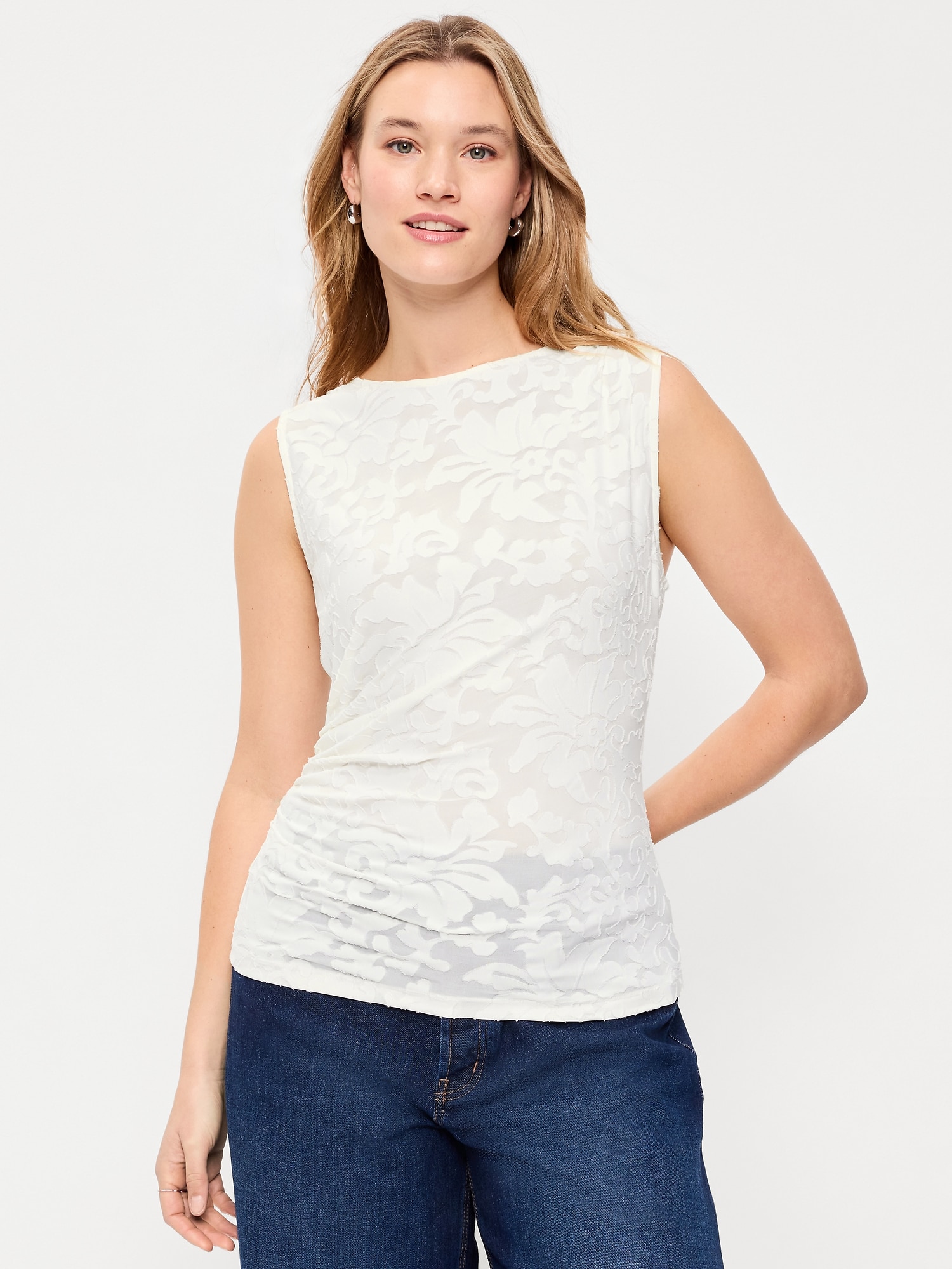 Jacquard Side-Drape Top