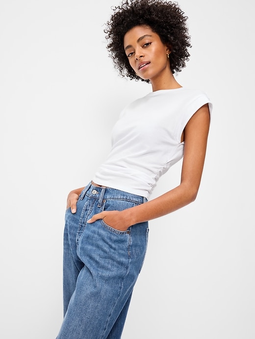 Image number 3 showing, Cap-Sleeve Side-Cinch Top