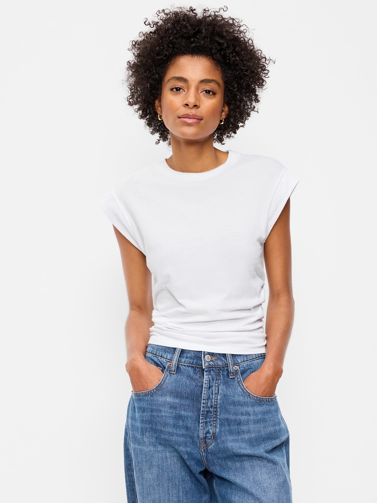 Cap-Sleeve Side-Cinch Top