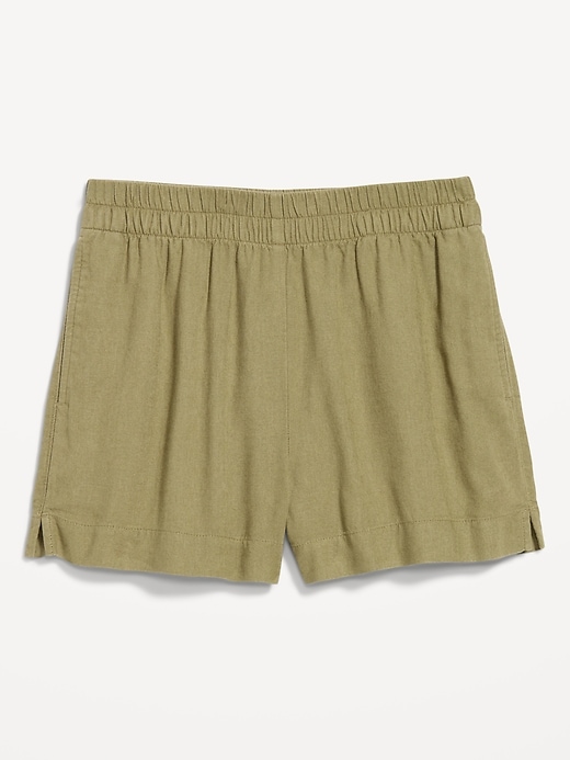 Image number 3 showing, High-Waisted Beach Linen Pull-On Shorts
