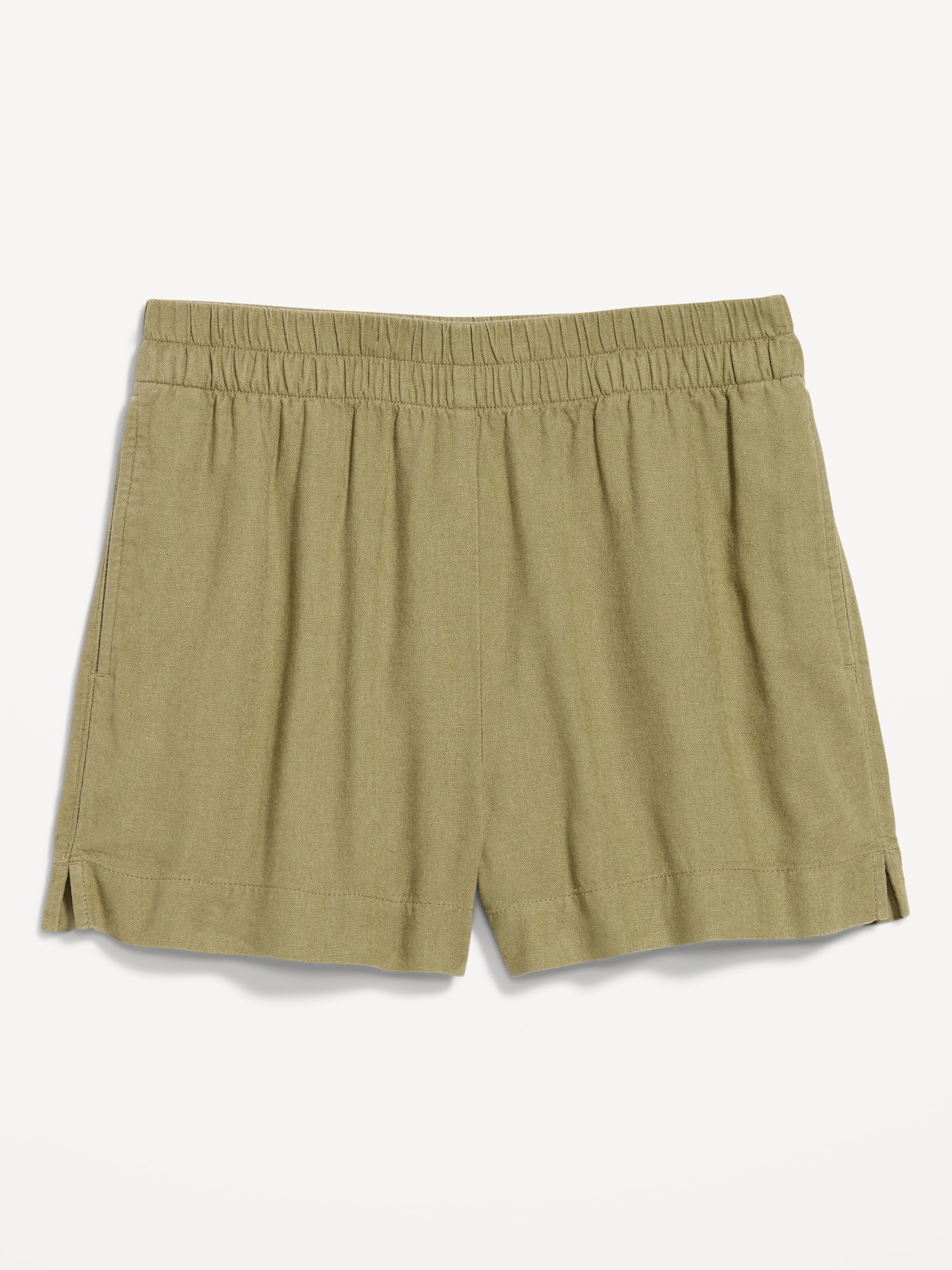 High-Waisted Beach Linen Pull-On Shorts